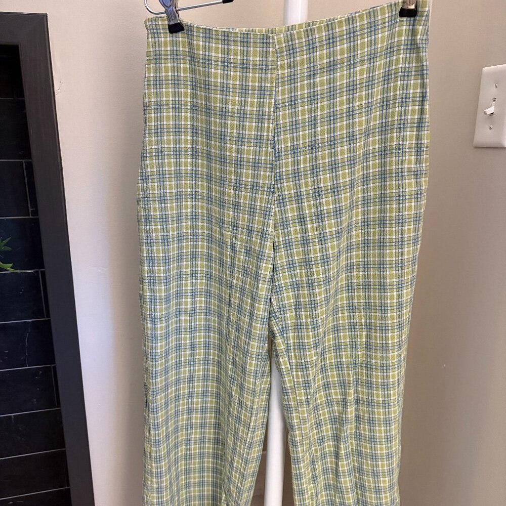Women's Green and Blue Plaid Pants